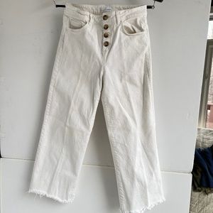 Loft High Waist Wide Leg Jeans. Ecru. Size 27/4